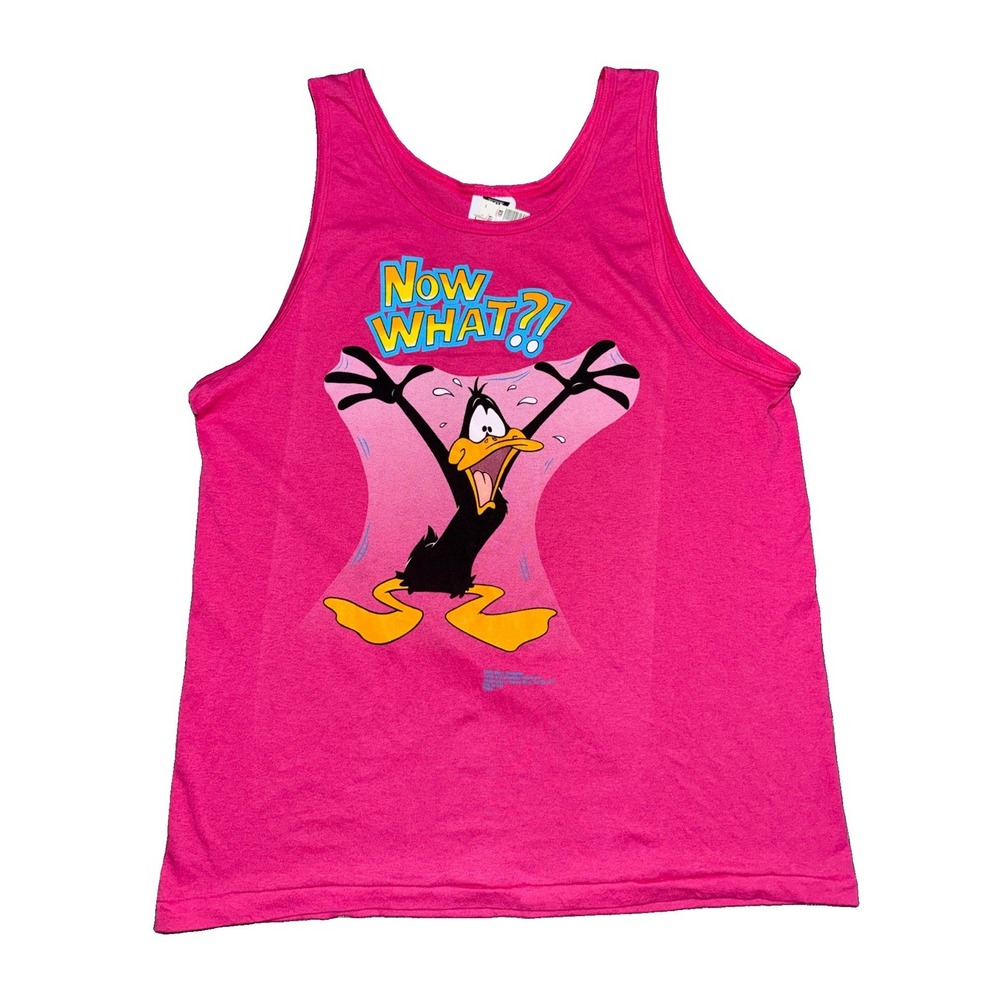 NWT Daffy Duck Now What? Tank Tee Pink Looney Tunes Brand New